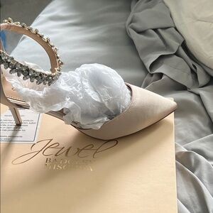 Badgley Mischka Embellished Heels - Cream